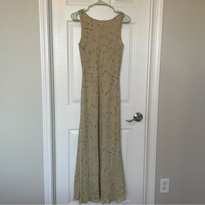 Alyn Paige Vintage Green Yellow Floral Floor Length Dress Size 7/8